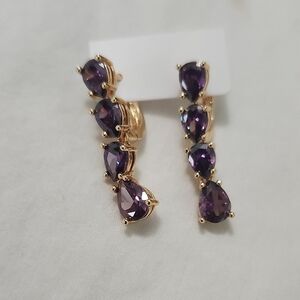 Purple and Gold Drop Earrings